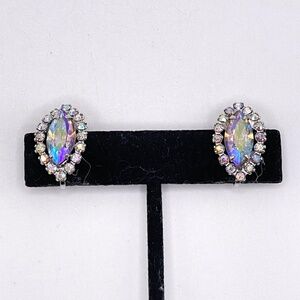 Vintage Weiss Earrings AB Rhinestone Clip